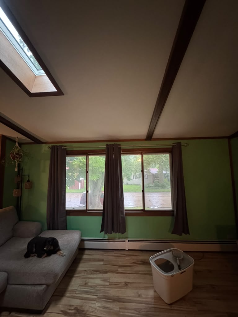 Finished accent wall, wide view