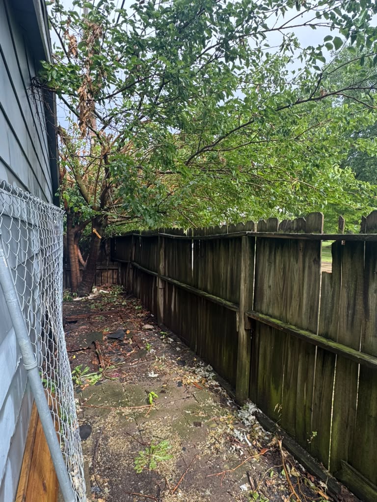 Old fence panel before replacement