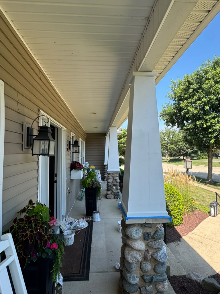 Porch column repair in progress by Mechan LLC