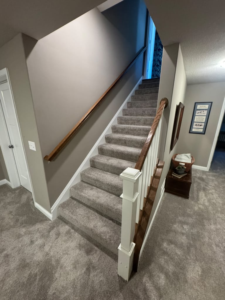 Staircase railing repair in progress